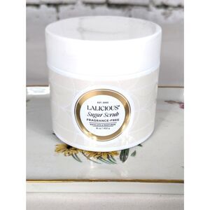 LALICIOUS Fragrance-Free Sugar Scrub Exfoliate Renewal Moisturize 16 oz NEW